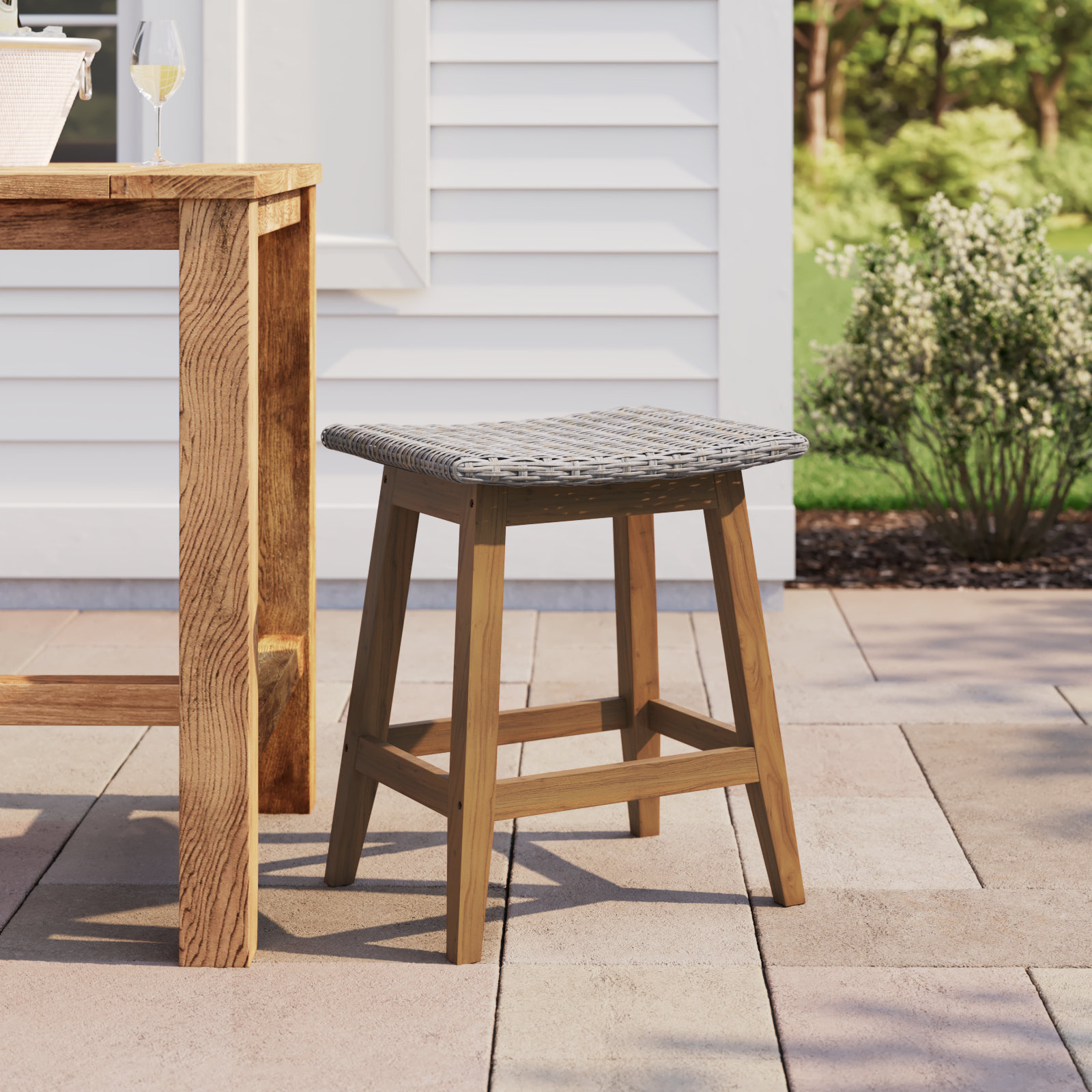 Nicole 24'' Teak Backless Outdoor Bar Stool