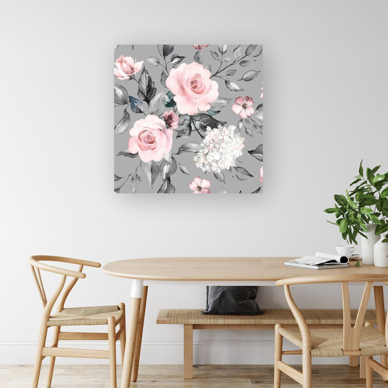 Dusty Pink Roses - Wrapped Canvas Print