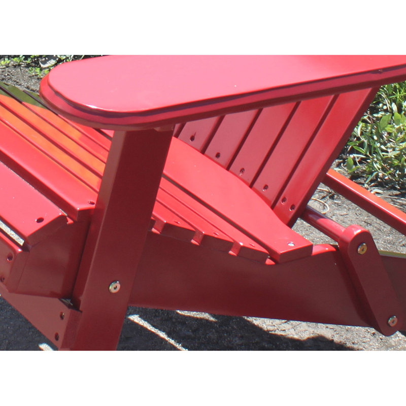 Foldable Outdoor Adirondack Chair With Table, Red