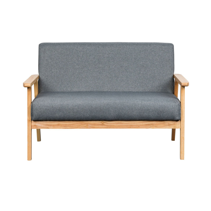 45" Recessed Arm Loveseat with Reversible Cushions, Gray Linen