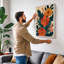 Orange Blooms & Teal Art Deco - Wrapped Canvas-1508994715-1508994718