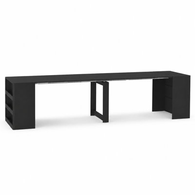 Extendable Dining Table 27.5"–122.8", Folding Console Table with Storage Shelf, 1–10 People