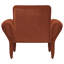 Fauteuil rembourré rouille orange avec pieds minces et tissu rouge doux pour un confort d'accoudoirs roulés