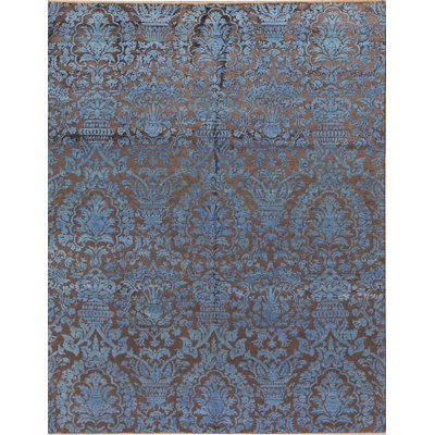 Damask Area Rug in Blue