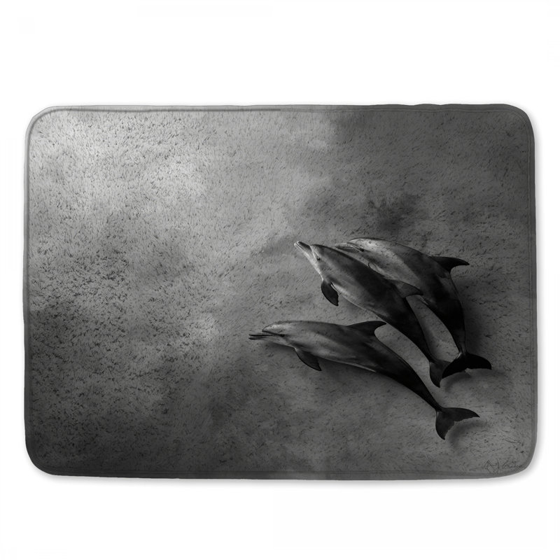 Tapis de bain Three Dolphins, L 34 po x L 21 po
