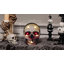 7" Lighted Black And Red Skull Halloween Decoration