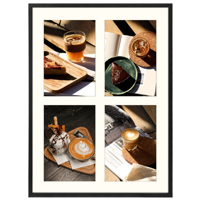 Aaman 12X16 Aluminum Picture Frame, Display Four 5x7 Photos with Mat, Photo Frames for Wall Mounting