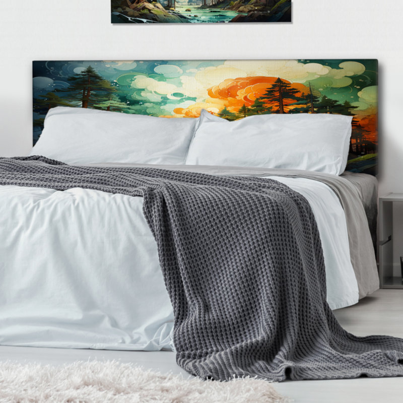 Kammeron - Tree Redwood Upholstery Panel Headboard, Très grand