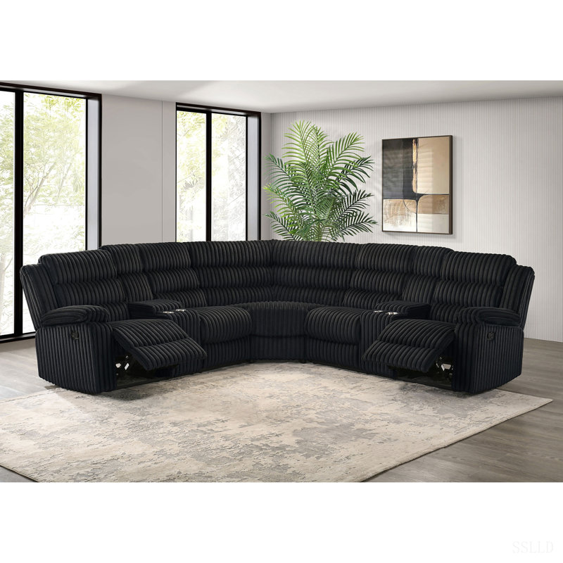 Canapé modulaire inclinable rembourré Kendra, Black Polyester