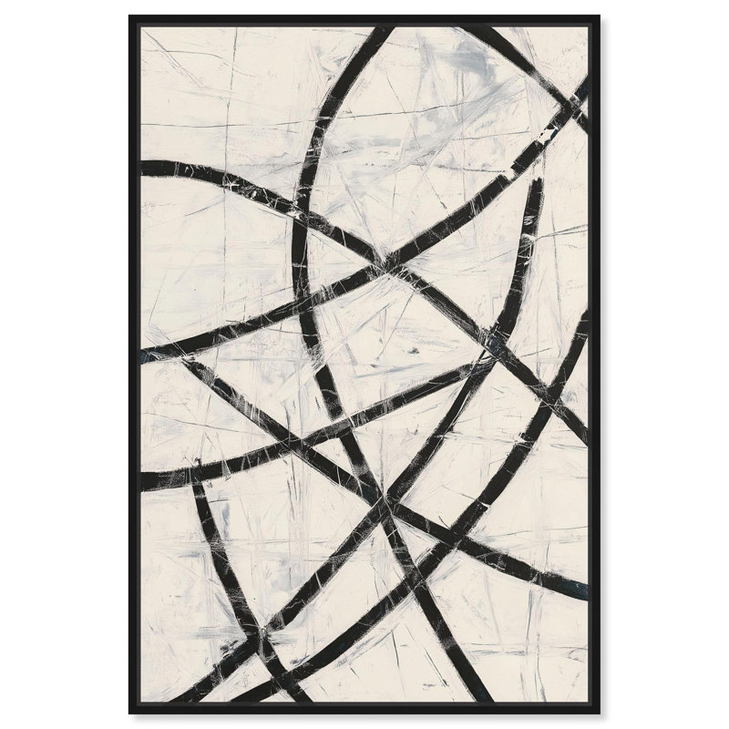Décoration murale Intersecting Lines I Canvas Line par Art Remedy, H 55 po x l 37 po, Noir, Cadre flottant