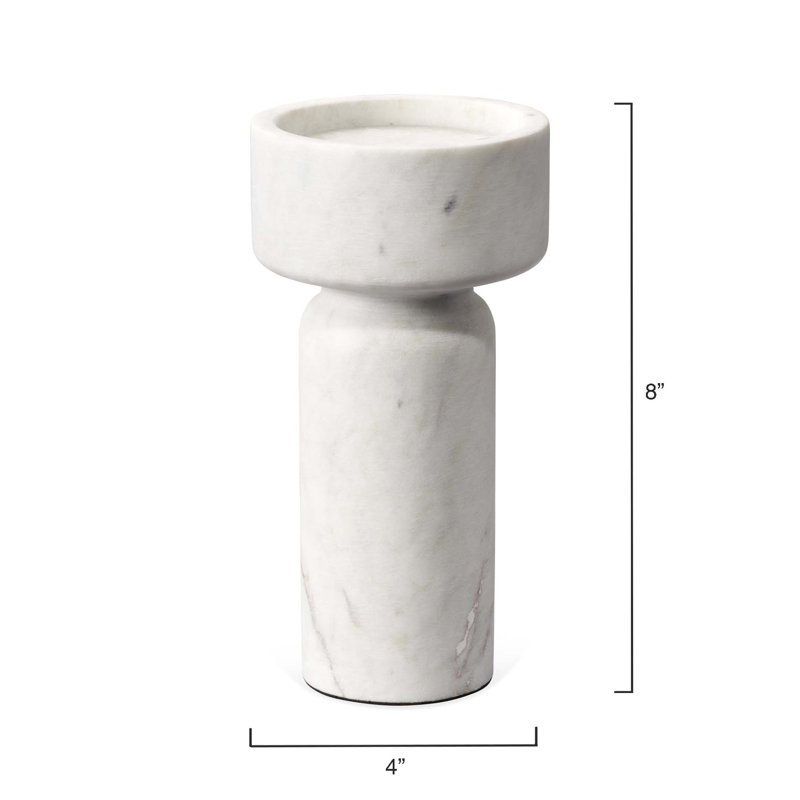 Apollo White Marble Contemporary Candlestick