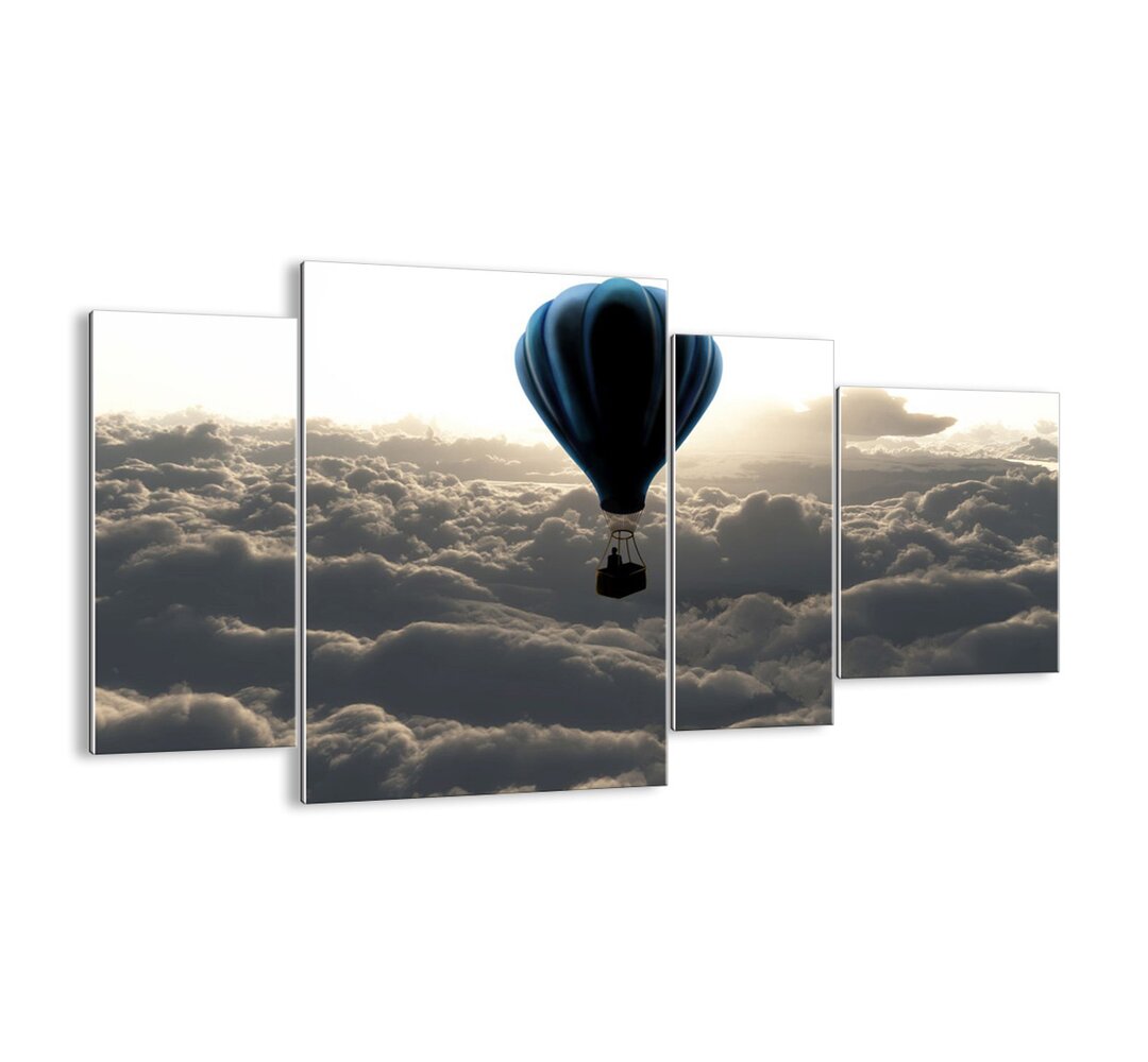 4-tlg. Glasbilder-Set - Grafikdruck „Wanderer Above the Clouds”