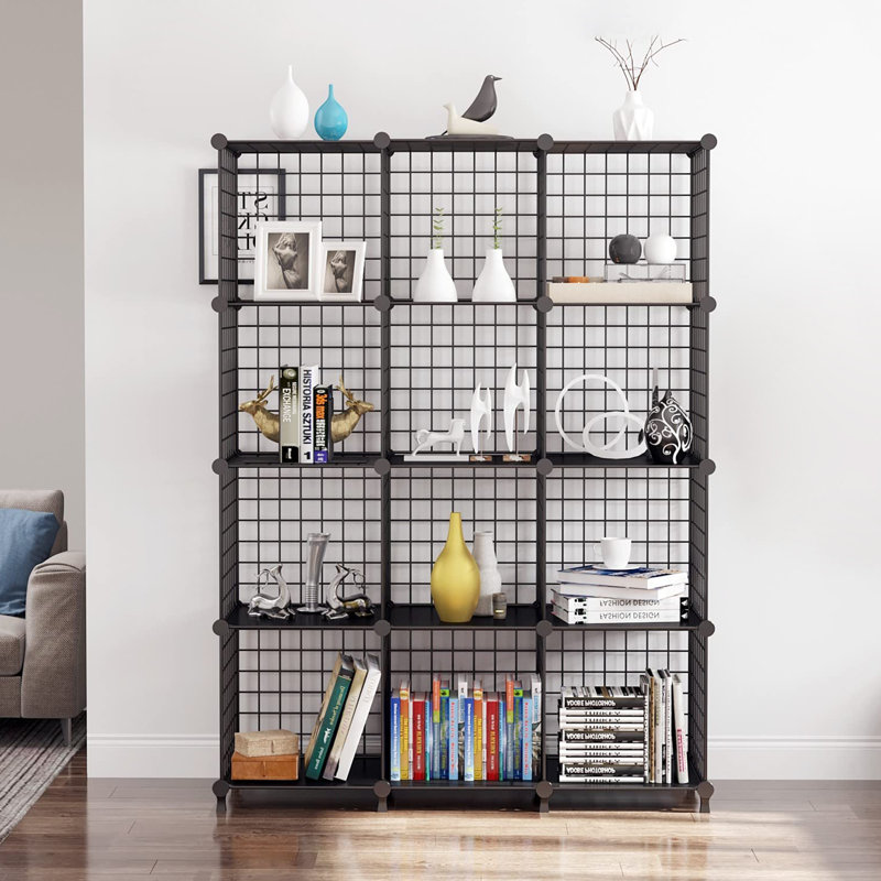 Cyd 125 cm H x 93 cm W Cube Bookcase, Black