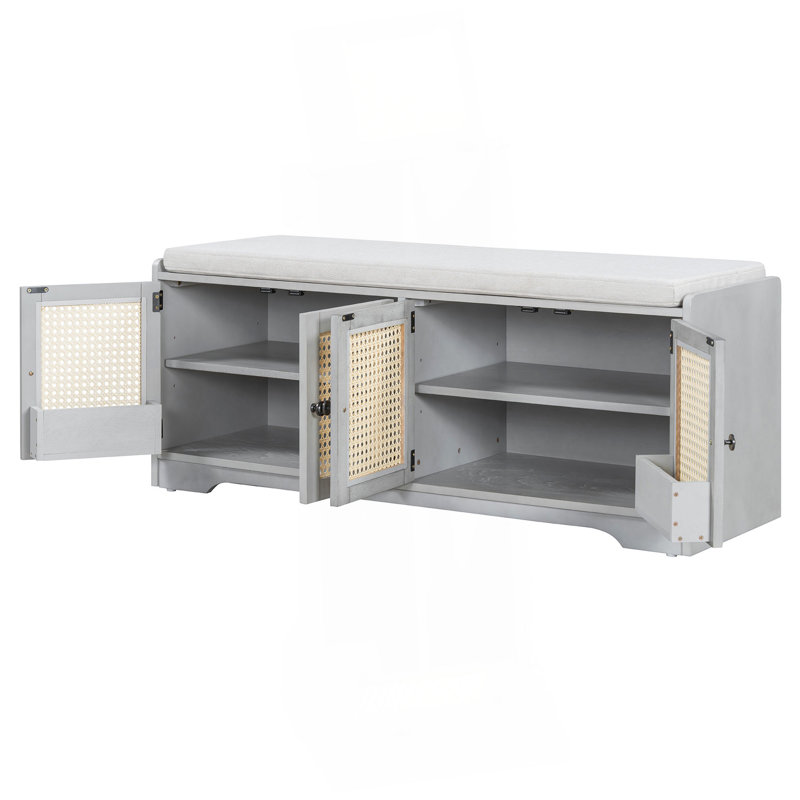 Banc de rangement Rustic, Beige / gris délavé
