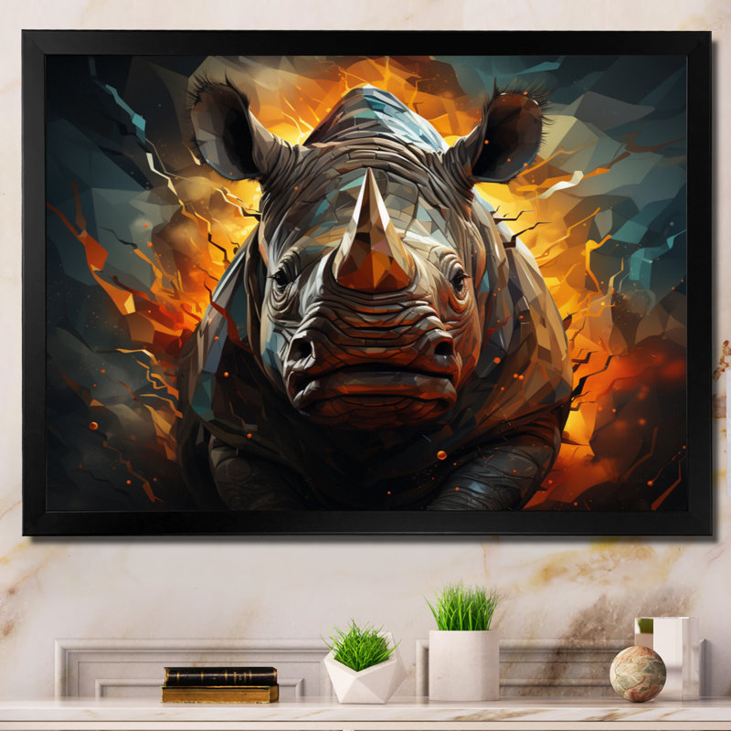 Majestic Rhino II géométrique, Cadre simple noir, H 24 po x l 32 po x P 1 po