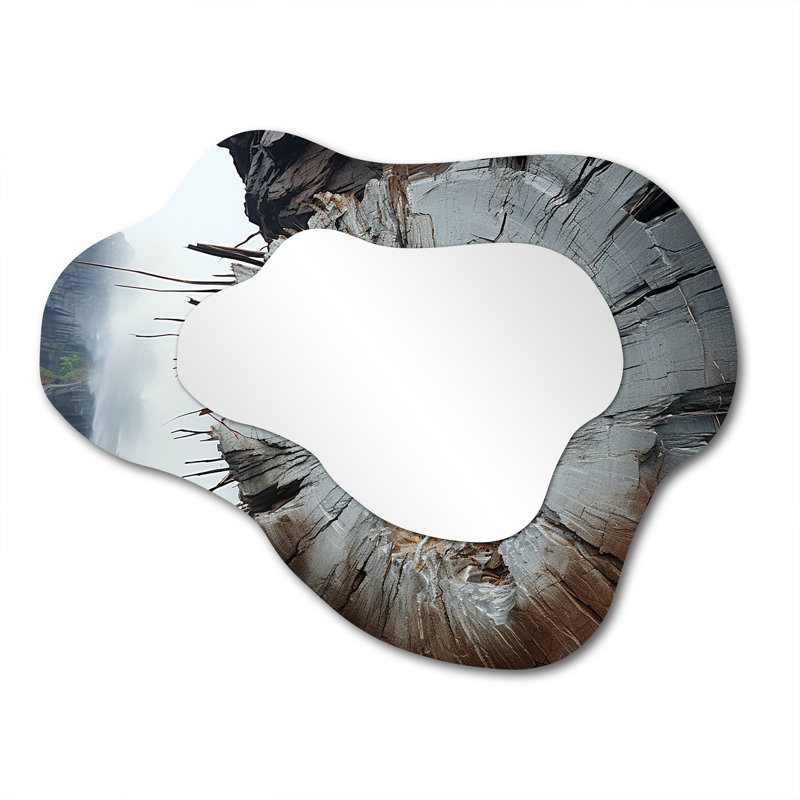 Pierre gris quartz mystère II - pierre Geode métal Art Decor - miroir mural traditionnel irrégulier, 27 po x 35 po