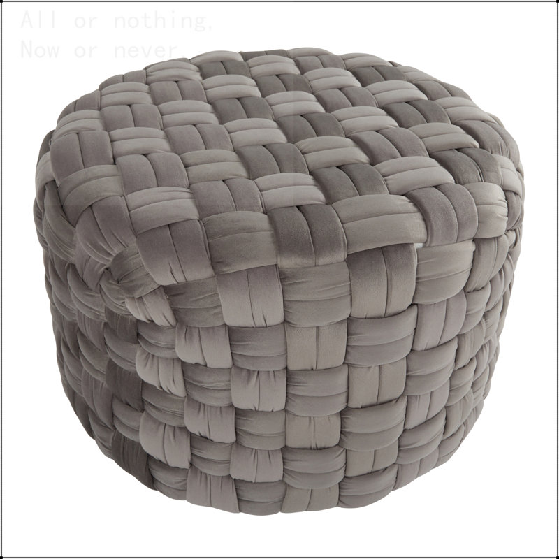 Repose-pieds rond 24 po en velours, Gris