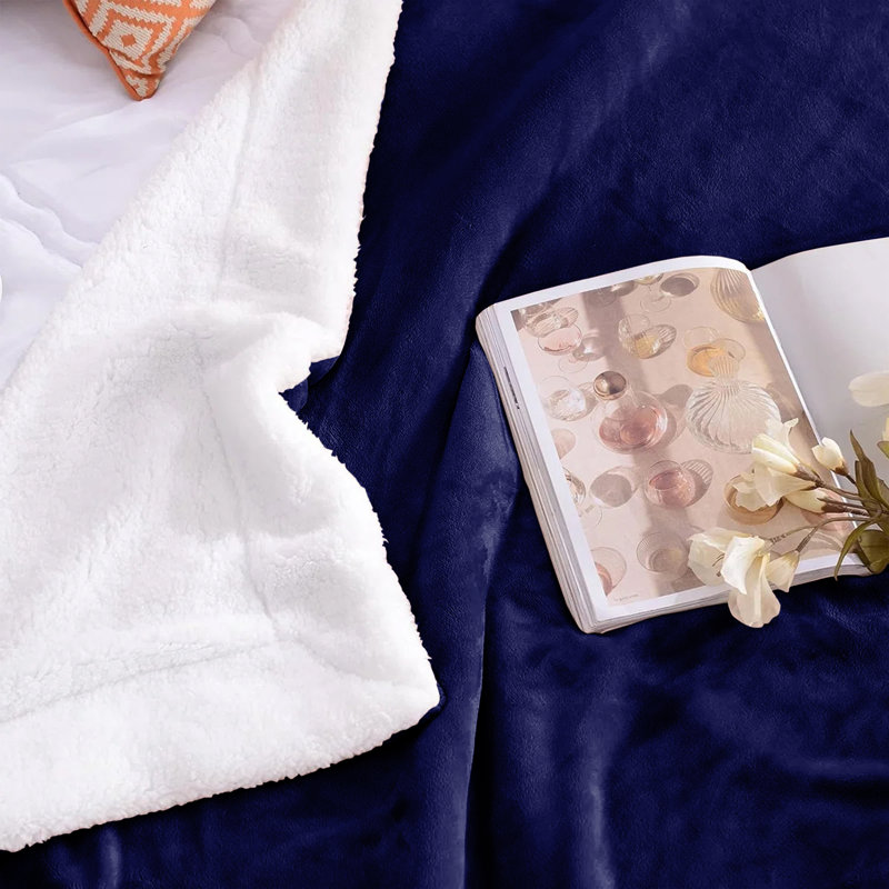 Couverture en molleton doux Microplush, Lit simple, Marine