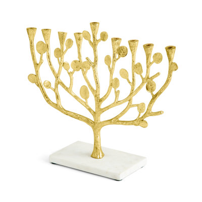 Botanical Leaf Gold Menorah