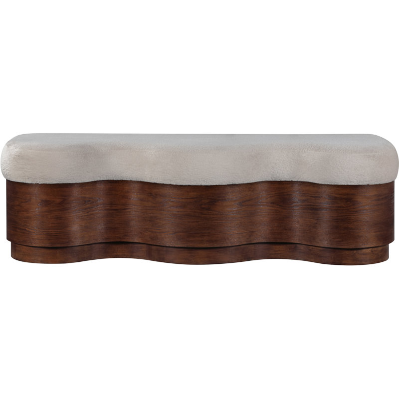 Banc en velours Savoy Mariaclara, Brun, Tissu velours beige