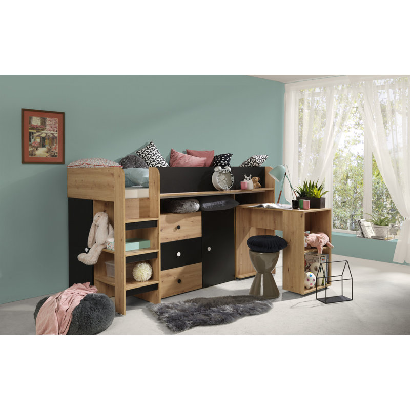 Loft Bed Carty, Artisan Oak/Black