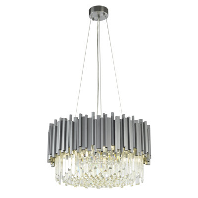 Transitional 8 Light Chrome Crystal Round Chandelier