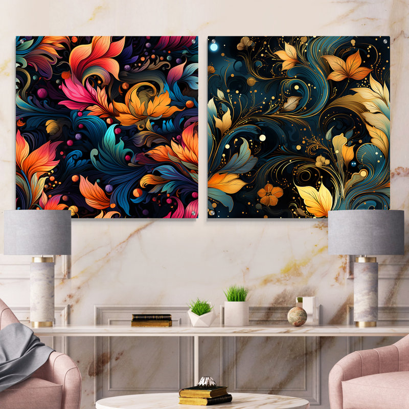 Maghull - Ensemble de 2 reproductions d'art abstrait en acrylique sur verre, H 36 po x l 73 po