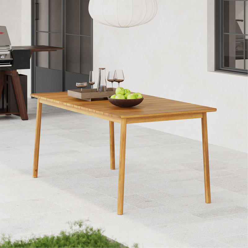 Table de salle à manger d'extérieur en bois d'acacia de L 67 po