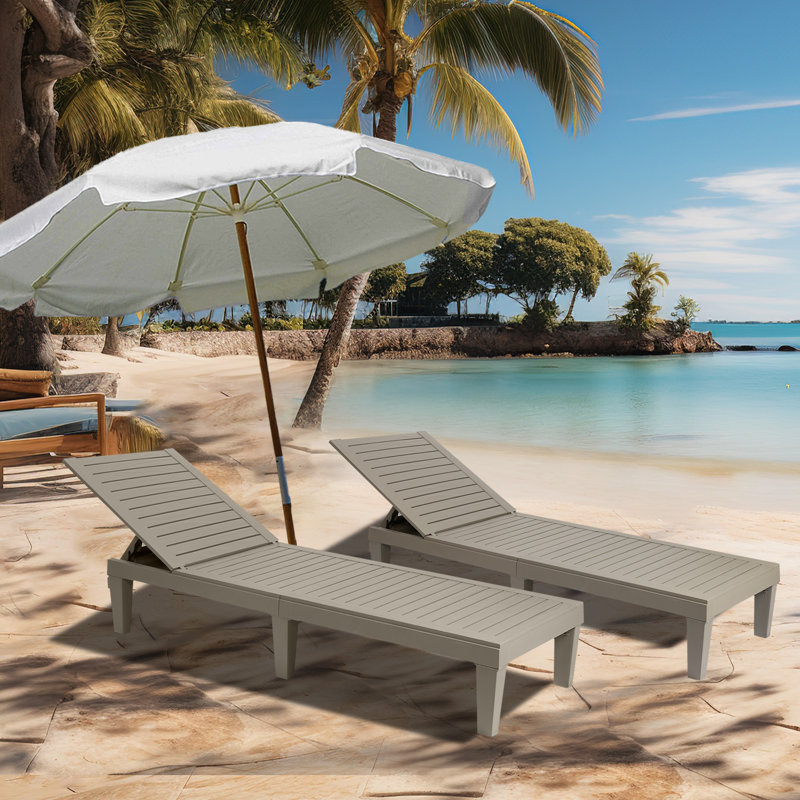 Ensemble de 2 chaises longues d'extérieur Asenat, Gris