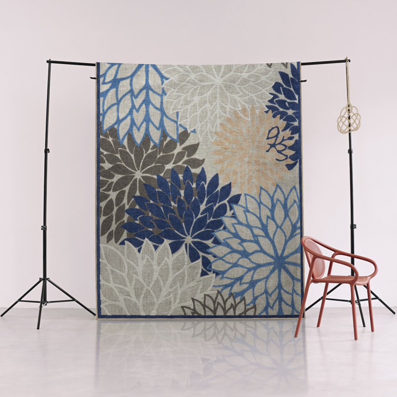 Cotton Floral Indoor Rug, Rectangle 4'11.06" x 9'10.11"
