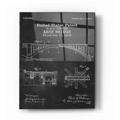 " Arch Bridge Blueprint Patent Chalkboard "