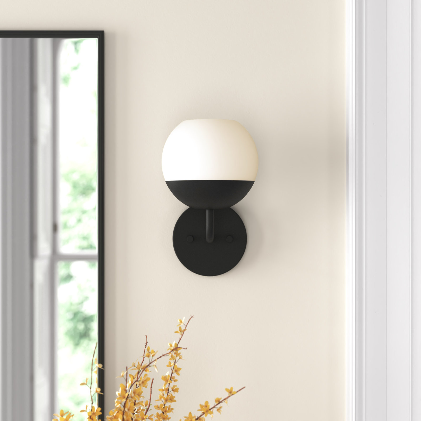 Avoca Single Light Dimmable Armed Sconce, Midnight Black