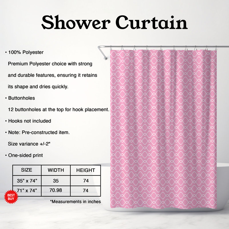 Rideau de douche Premium 19, Délice de sirène rose, H 74 po x l 71 po