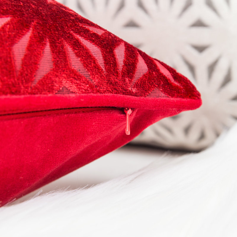  Cut Velvet Throw Pillow Cover & Insert, Red