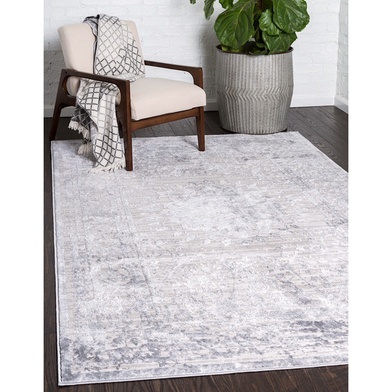 Tapis à motif oriental gris / beige Glencoe, Rectangle 4 pi x 6 pi