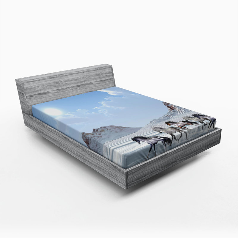 Drap-housse en microfibre Horses, Double