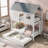House Bunk Bed With Trundle-1817951172