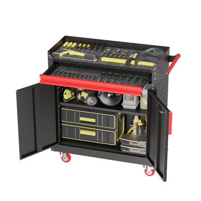WFX Utility™ Garage Storage Cabinet With Wheels, Metal Garage Storage Cabinets With Adjustable Shelves, Lockable Steel Garage Storage Cabinets With Pe