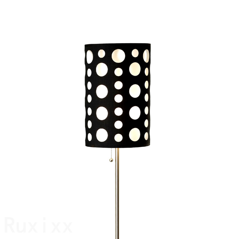 Lampe sur pied de 66 po de hauteur en métal, design rétro avec abat-jour noir et blanc, Noir / blanc