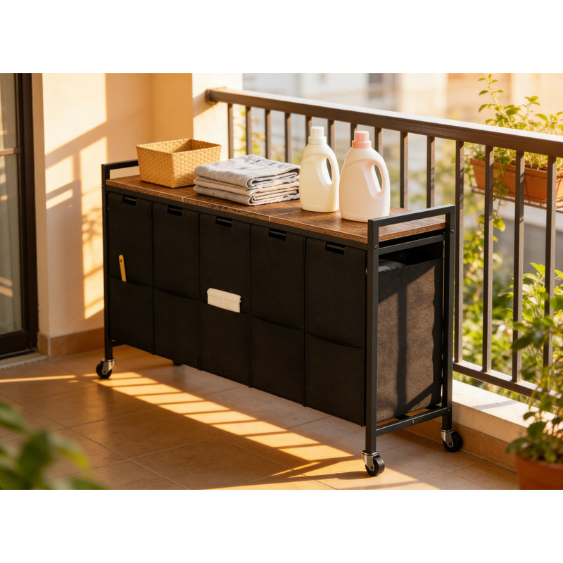 5-Section Rolling Laundry Hamper With Removable Bags And Wheels, Heavy-Duty Laundry Sorter Cart With Storage Top And Brakes, Multi-Compartment Laundry Organizer