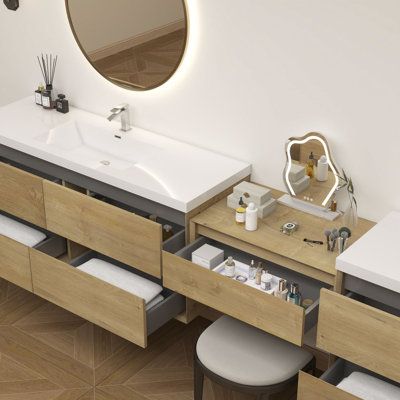 Aliki 150" Wall Mounted Vanity With Reinforced Acrylic Sink