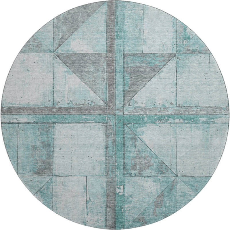 Premium Machine Washable Medena AMF1876 Geometric Rug, Round 8'
