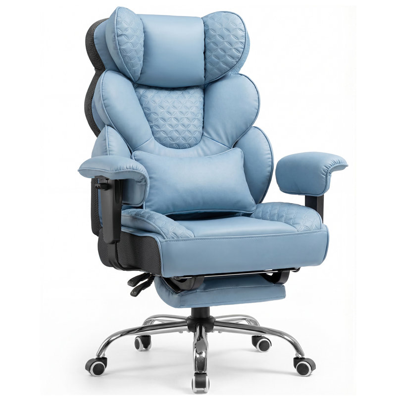 COMHOMA Adjustable Faux Leather Swiveling PC & Racing Game Chair, Blue