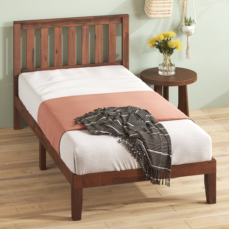 Sawiris Solid Wood Low Profile Platform Bed, Twin, Espresso Dark Brown