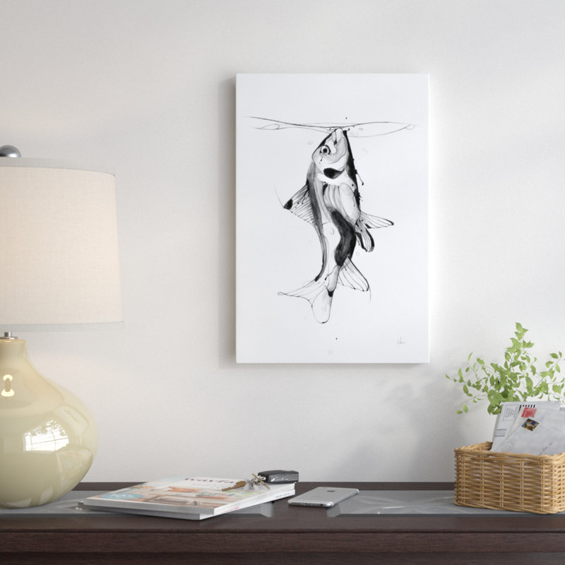 " Fish Fuel " by Alexis Marcou, 26" H x 18" W x 1.5" D, Black Framed Canvas, No Mat