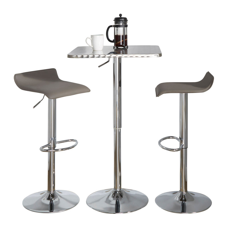 Ensemble de bar contemporain réglable - 3 pièces, Gris