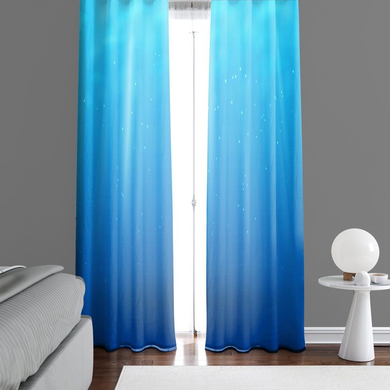 Paire de rideaux semi-transparents dégradé bleu océan, L 20 po x L 61 po