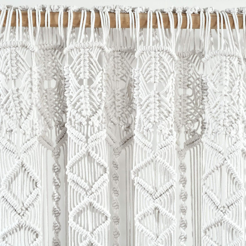 Cotton Semi Sheer Single Curtain Panel, White
