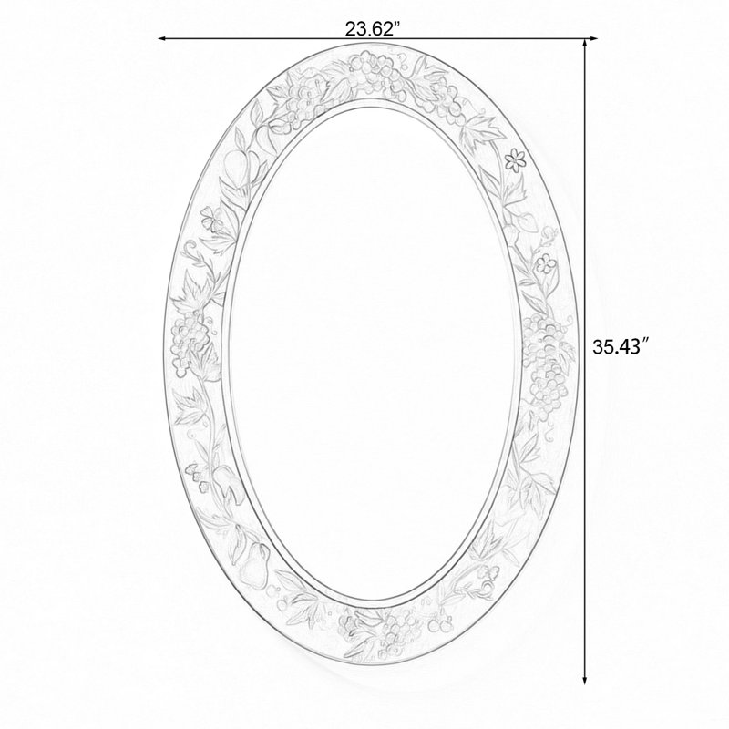 Miroirs muraux ovales en similicuir, H 35,43 po x l 23,62 po, Orange