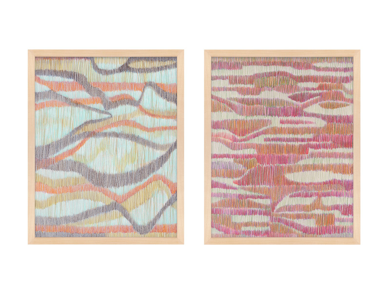 Rhythm and Ripples 2-Piece Painting Set, 30" H x 24" W x 1.25" D, Brown Framed